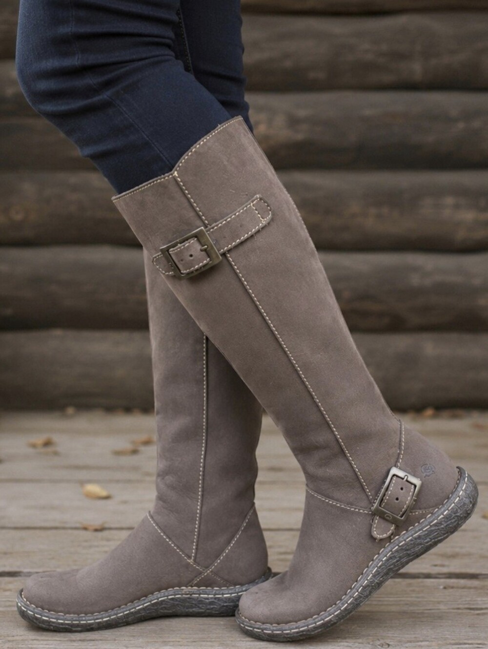 Born Kenya Y2K Boho Moto Minimalist Tall Nubuck Buckle Riding Boots 7M